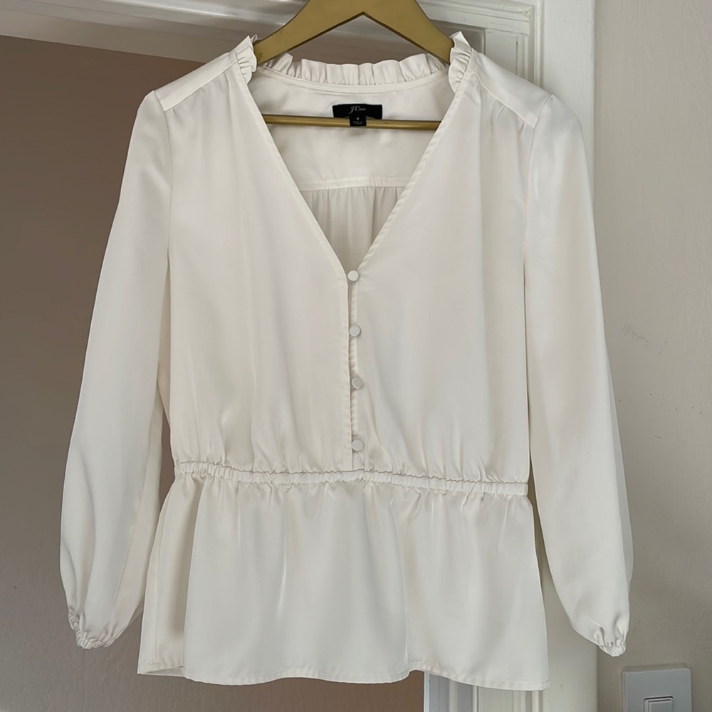 JCrew Peplum Blouse Ivory 4